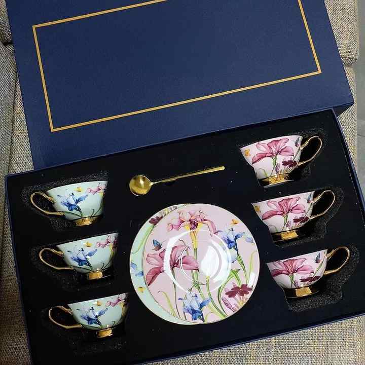 Fine Bone China 8oz Porcelain Ceramic English Royal Style Coffee & Tea Cup and Saucer Set