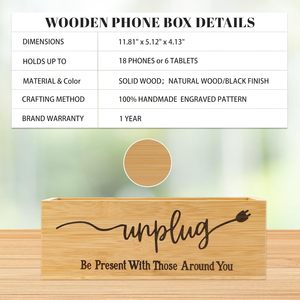 Ontkoppel Box Farmhouse Be Present Mobiele Telefoonmandje voor Thuis Houten Mobiele Telefoon Opslagbox, Familie Tijd Uit De Wereld Oplaadstation Houder - Product Image 5