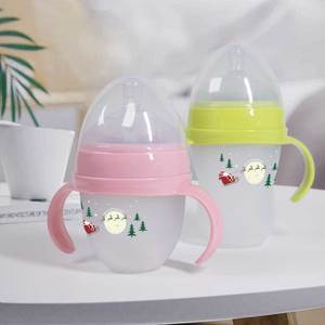 Sin BPA, venta al por mayor, botella de leche con patrón navideño de grado alimenticio, biberón de silicona anticólicos para bebés recién nacidos - Product Image 2