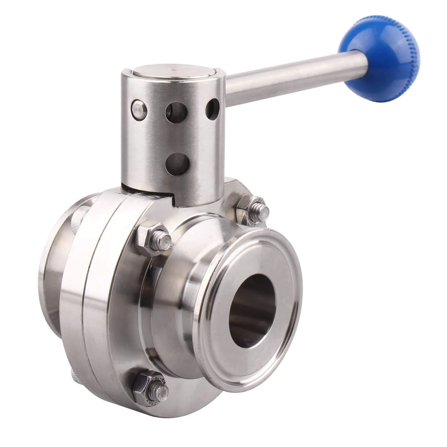 Normal Temperature Manual Shut Off Butterfly Industrial Valve Tri Clamp Ptfe Handle Control Aisi-304 Disc
