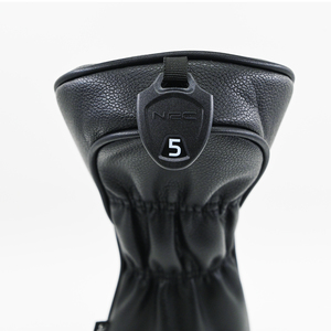 Golf Headcover <b>Black</b> Lychee Leather Tiger Embroidery Driver Fairway Wood Hybrid <b>Head</b> Cover in Stock - Product Image 3