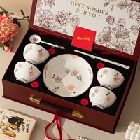 Ensemble de vaisselle en céramique de style japonais, violet, motif floral fumé, pour la maison, nouveau modèle, cadeau haut de gamme pour l'inauguration d'une maison, coffret cadeau