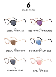 95290 Nuevas <span class=keywords><strong>Gafas</strong></span> de Moda Retro con Diseño de Ojo de Gato para Mujer, Anti Luz Azul, Lentes Fotocromáticas, Logotipo Personalizable - Product Image 6