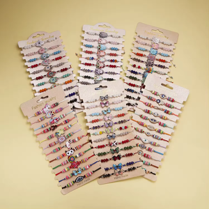 Customized Handmade Zinc Alloy Bohemian Butterfly Beaded Braided Friendship <b>Bracelets</b> 12pcs <b>Set</b> for Kids Gifts - Product Image 1