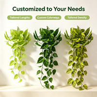 Guirlande de feuilles artificielles en plastique effet naturel, faible MOQ, 35 cm, non toxique, pour décoration murale intérieure, fausses plantes rampantes