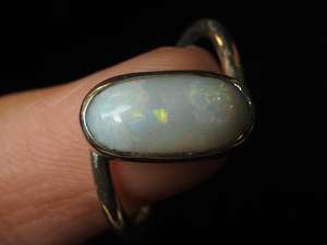 Australian Solid <b>Opal</b> Classic Wedding <b>Ring</b>-<b>Silver</b> Prong Setting-Multi Fire 12x6mm-October Birthstone-5 US Size-Handmade Gift - Product Image 5