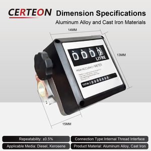 高精度4桁メカ式ディーゼル流量計1インチ1 5インチギア構造ストレート型燃料流量計 - Product Image 4