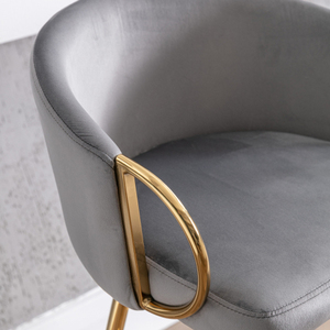 30 Inch Set of 2 <b>Adjustable</b> <b>Bar</b> <b>Stools</b> with Chrome Iron Base and Velvet Golden Legs Modern Design for Living Room & Bedroom - Product Image 4