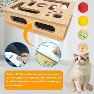 Boîte d'enrichissement interactive <span class=keywords><strong>pour</strong></span> <span class=keywords><strong>chat</strong></span>, griffoir et boîte de soin des ongles intégrée avec papier abrasif <span class=keywords><strong>pour</strong></span> affûter les griffes de votre animal tout en le faisant jouer - Product Image 5