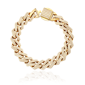 New Design Luxury Stainless Steel Jewelry Hip Hop Bling Zircon Miami Cuban Link Chain Bracelet
