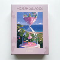 Puzzle en papier éducatif avec motif personnalisé, thème Sablier romantique et Fille à fleurs en bord de mer, souvenir de vacances