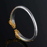 Bracelet tressé personnalisé avec fermoir tête de dragon pour homme, style chinois vintage, bracelet manchette de luxe, accessoires bijoux pour fête et cadeau