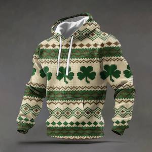 Sudadera con Capucha para Hombre con Bolsillo, Estampado por Sublimación, Tejido de Poliéster Transpirable, Manga Regular, Diseño del Día de San Patricio - Product Image 1
