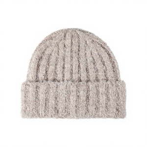 Bonnet tricoté unisexe haut de gamme en mélange de laine jacquard, uni, grande taille (48-50cm), protection des oreilles, collection automne-hiver - Product Image 2