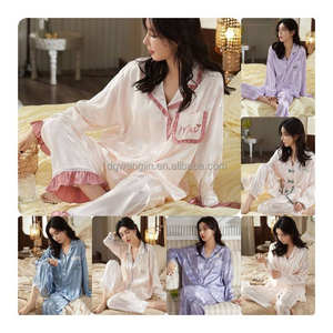 2025 otoño mujer ropa <span class=keywords><strong>de</strong></span> dormir seda manga larga conjunto <span class=keywords><strong>de</strong></span> dos piezas pijama coreano solapa elegante estampado señoras ropa <span class=keywords><strong>de</strong></span> casa trajes <span class=keywords><strong>de</strong></span> noche - Product Image 6