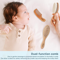 Set de Cepillo y Peine de Madera Personalizado con Logo para Bebés, con Cerdas Suaves de Pelo de Cabra, para Recién Nacidos y Niños Pequeños, Set de Regalo Ecológico para la Capilaria