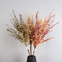 Tige d'eucalyptus artificielle, feuilles d'eucalyptus rondes, branche de feuillage aux tons automnaux pour la décoration de vases à la maison, les arrangements floraux de mariage