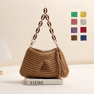 Nuova Borsa da <span class=keywords><strong>Spiaggia</strong></span> alla Moda per Signore, Borsa a Tracolla Intrecciata a Mano in Corda di Cotone con Chiusura a Cerniera, Bellissima Borsa a Tracolla da <span class=keywords><strong>Spiaggia</strong></span> - Product Image 3