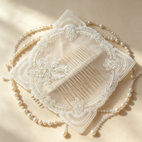 Applique en dentelle florale perlée de style européen, broderie DIY de strass et perles pour robe de mariée, chapeau, vêtement, écologique