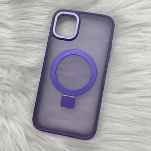 Funda de teléfono esmerilada con carga inalámbrica y sensación de piel para iPhone 15 14 13 12 Pro Max <span class=keywords><strong>Mini</strong></span> con soporte plegable magnético oculto - Product Image 2