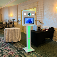 Nouvelle conception de photomaton à double écran DSLR, caméra double face, kiosque à selfies, éclairage RVB, impression instantanée, ROSSMINE, aluminium, 15,6 pouces