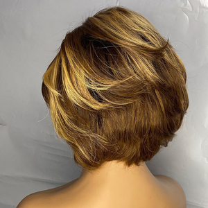 Parrucca P4/27 100% Capelli Umani, Parrucca Corta con Frontale in Pizzo Svizzero Senza Colla per Donne, Onda Naturale 12V 4-pin 30A 1 Pezzo - Product Image 5