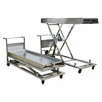 Chariot de morgue en acier inoxydable avec élévateur hydraulique pour corps, modèle STTC, avec formation sur site et garantie à vie