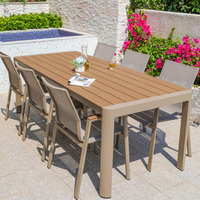 Ensemble de table et chaises de patio extérieur haut de gamme, moderne, sur mesure, pour 4/6/8 personnes, imperméable et résistant au soleil
