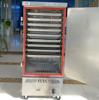 Cuiseur à riz commercial Ruitai 12 plateaux, double alimentation (GPL/GN), homologué CE, en acier inoxydable SUS304/SS201, avec minuteur numérique pour cantine/hôtel/école