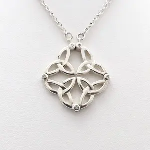 Fashion 925 Sterling Silver Two wearing styles Celtic Knot Magnetic Folding Pendant Necklace