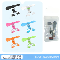 Kipas ponsel portabel, 3 In 1 Mini warna-warni cocok untuk Iphone Android tipe-c dipersonalisasi 2 in 1 USB dengan Logo kustom