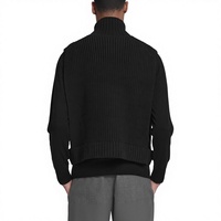 Cardigan en tricot noir pour homme, à manches longues, zippé, coupe décontractée, style décontracté