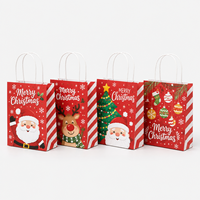 Sac de shopping en papier kraft imprimé avec logo personnalisé, sac en papier kraft de Noël avec poignée personnalisable pour emballage cadeau de fêtes