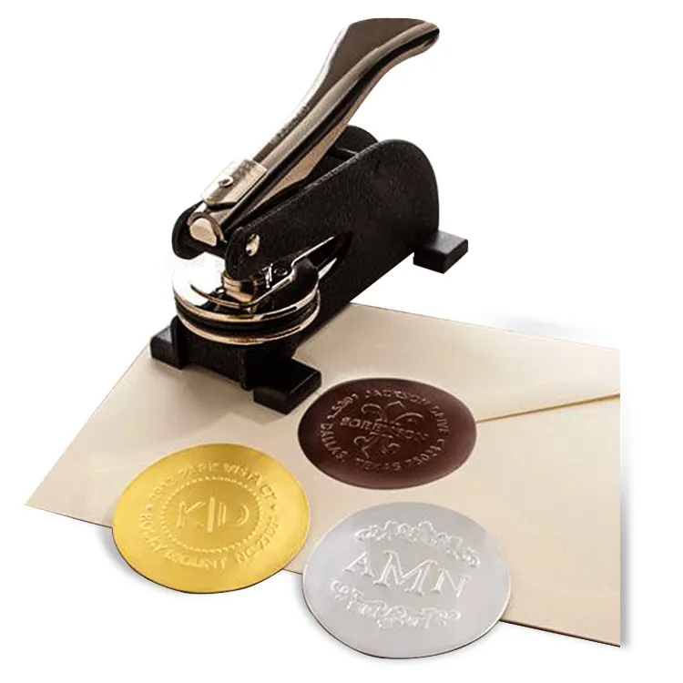 Sello de sello en relieve de Metal con logotipo de papel de notario de oficina Personal