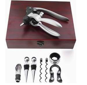 Ensemble d'ouvre-bouteille de <span class=keywords><strong>vin</strong></span>, ouvre-bouteille de <span class=keywords><strong>vin</strong></span> rouge manuel de 8 pièces avec étui en bois classique, tire-bouchon pour bouteilles de <span class=keywords><strong>vin</strong></span> - Product Image 2