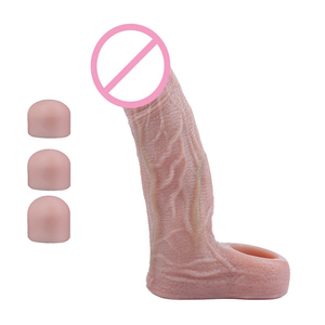 6 estilos de consoladores vibradores con tacto de piel real para estimulación del punto G con 3 tapones de silicona que se ajustan al largo del pene, conjuntos de extensores de pene. - Product Image 2