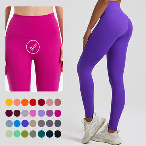 थोक महिलाओं की उच्च कमर जिम फिटनेस पैंट लुभावनी खेल थें टी-लाइन ठोस पैटर्न योग लेगिंग बट लिफ्ट लेगिंग - Product Image 1