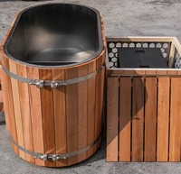 Baignoire ovale de luxe pour rééducation, machine de cryothérapie en bois, bain de glace commercial en acier inoxydable