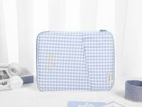 Pochette pour ordinateur portable rembourrée en coton vichy avec poches pour Ipad Pen Custom Logo Large Capacity Computer Case