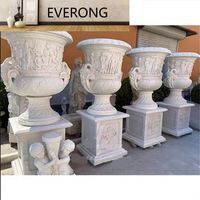 Pot de jardin élégant en pierre de granit, motif floral unique, sculpture d'éléphant, taille personnalisée, pour usage extérieur occidental, en marbre et grès