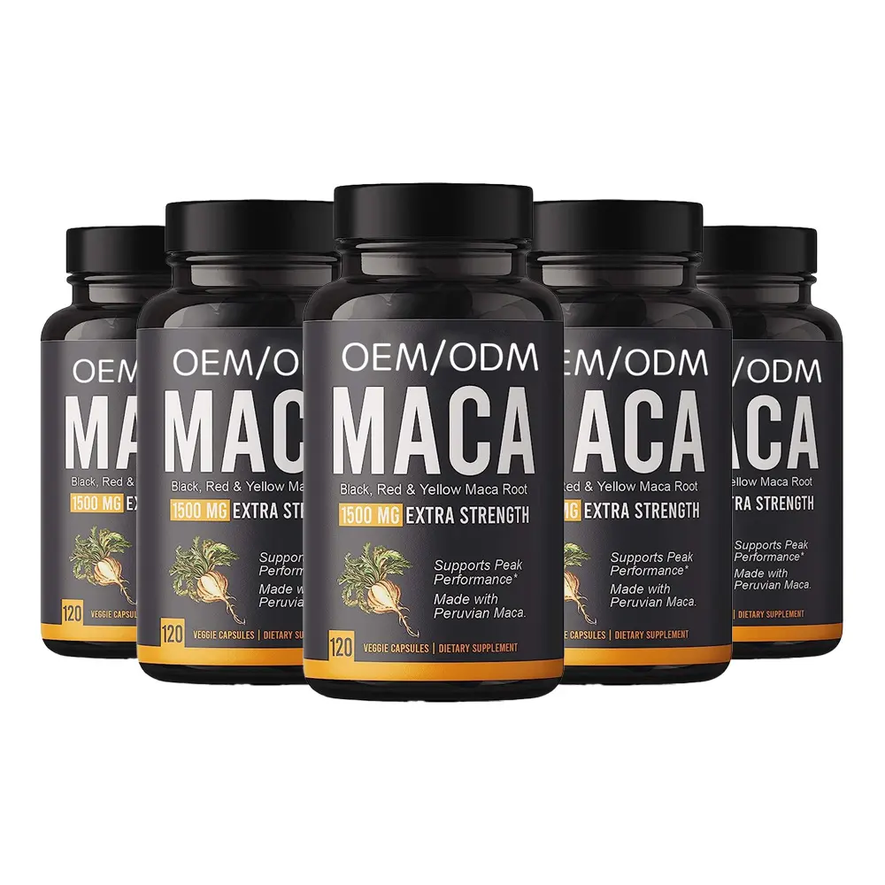 Private Label Maca Capsules Black Maca Complex Organic Natural Herbal Dietary Supplements For Men