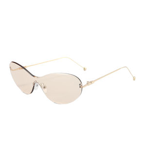 Lunettes de soleil œil-de-chat sans monture avec verre monobloc et branches en alliage vintage, protection UV400, personnalisables avec logo, pour hommes et femmes - Product Image 1