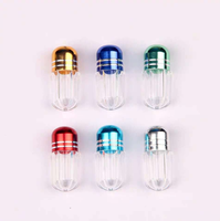 Flacon vide en plastique de 2g pour mini-conteneur PS, flacon vide pour capsules avec bouchon en aluminium coloré
