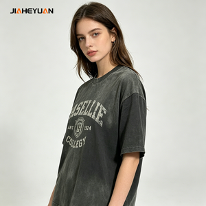300 Grams <strong>Women</strong> Oversized Boxy Fit Streetwear T-<strong>Shirt</strong> Acid Wash Vintage Wash Brushing Sanding Heavyweight - Product Image 3