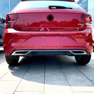 1 ensemble de diffuseur de pare-chocs arrière argenté, lèvre de spoiler, sortie d'air, bande de couverture d'échappement pour Volkswagen Polo MK6 2018+, accessoires de voiture - Product Image 3