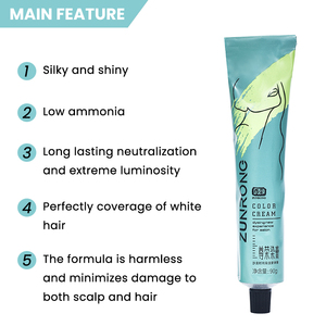 Crema Colorante <span class=keywords><strong>per</strong></span> <span class=keywords><strong>Capelli</strong></span> a Basso Contenuto di <span class=keywords><strong>Ammoniaca</strong></span> Senza PPD, <span class=keywords><strong>Tinta</strong></span> Permanente Naturale e Liscia <span class=keywords><strong>per</strong></span> Uso Professionale in Salone - Product Image 2