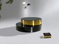 Design italien Table à thé villa en acier inoxydable avec rotation à 360 degrés Table basse VIP ronde couleur dorée avec plateau en verre pour appartement et hôtel