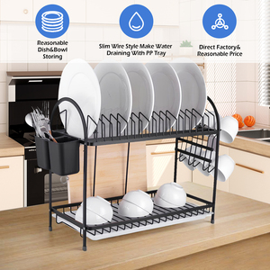 Escurridor de vajilla multifuncional de 2 niveles, escurridor de vajilla de aluminio único para la cocina, estante de drenaje automático - Product Image 3