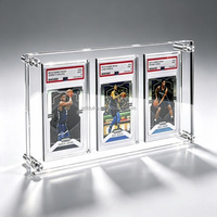 Support de Présentation Magnétique de Bureau en Acrylique Transparent à 3 Emplacements pour Cartes de Collection Gradées, Idéal pour les Collectionneurs de Cartes Sportives et TCG, Présentoir de Détail