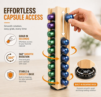 Support de rangement rotatif à 360 degrés en bois de pin pour 36 capsules de café Nespresso Original, organisateur de comptoir